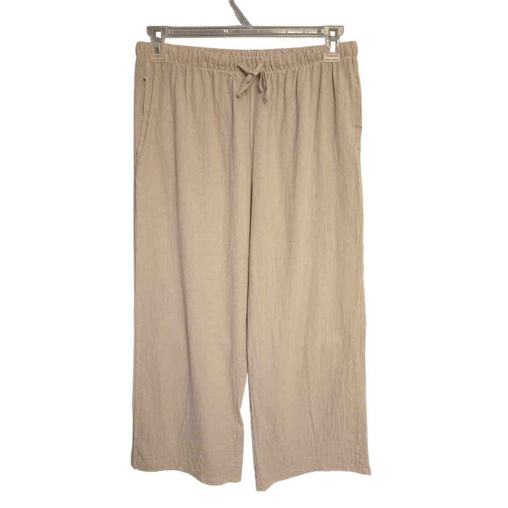 Wide Leg Drawstring Pants in Light Taupe